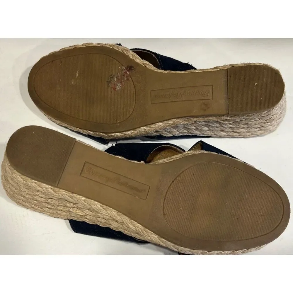 Tommy Bahama Stacey Slip On‎ Open Toe Blue Espadrille Wedge Sandals Women's 8